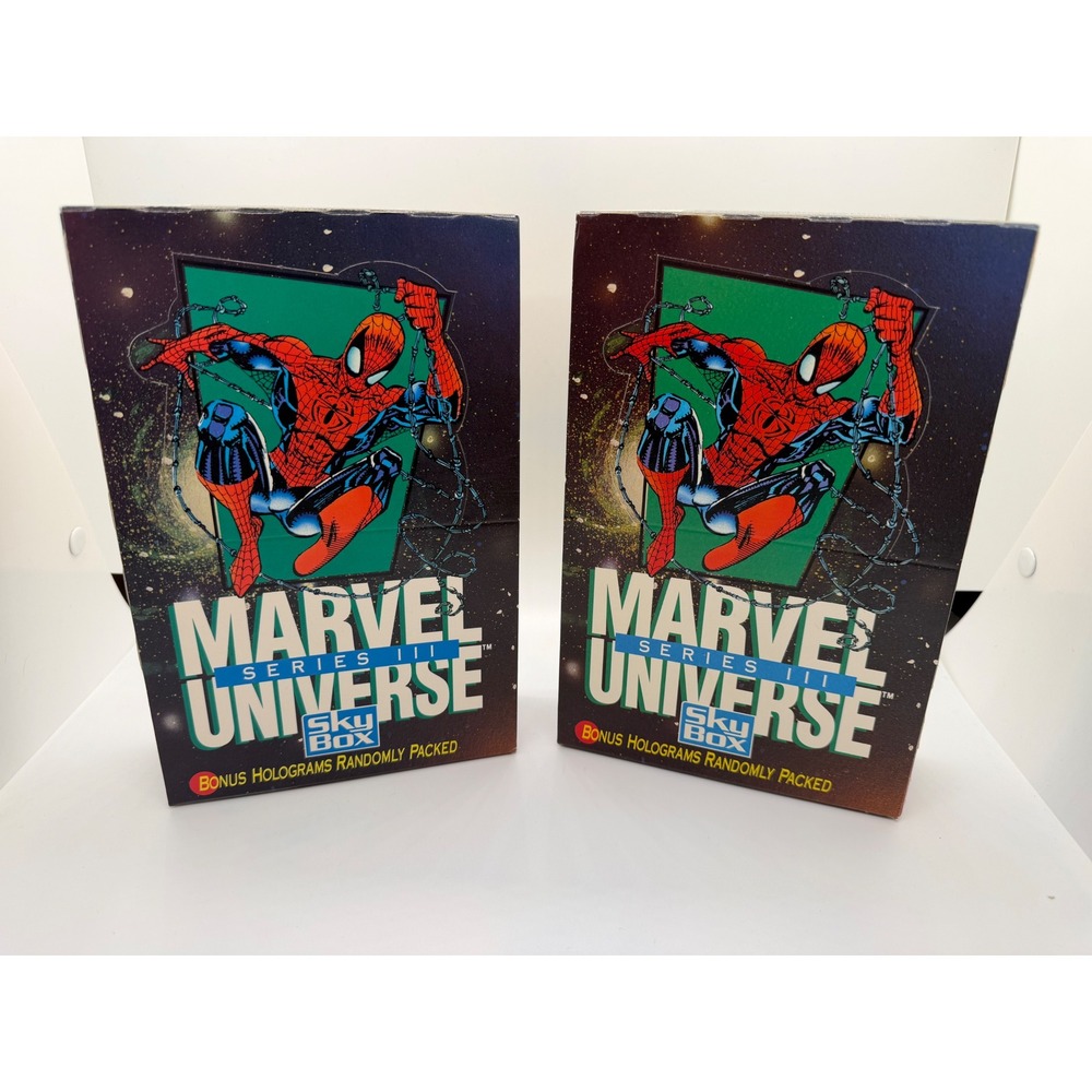 Lot of 2 1992 SkyBox Marvel Universe Series III Empty Display Boxes Vintage